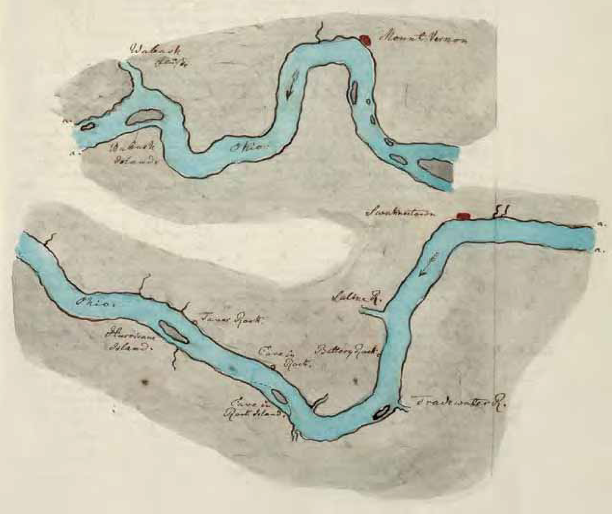 Fig. 6.8. Maps showing the course of the Ohio River from Mt. Vernon to Hurricane Island